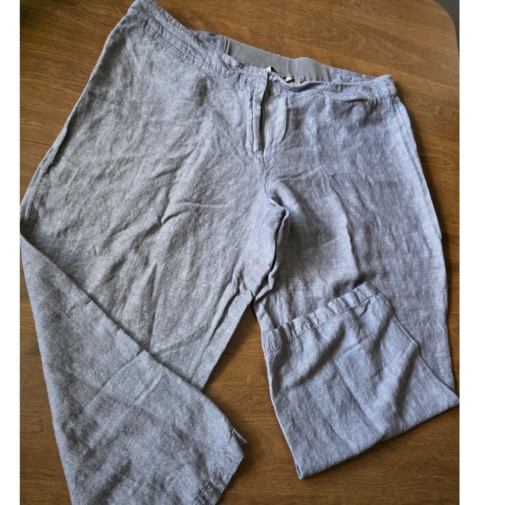 Soft by Avenue Grey Linen Blend Wide Leg Pants casual  Plus Size 22/24 Petite